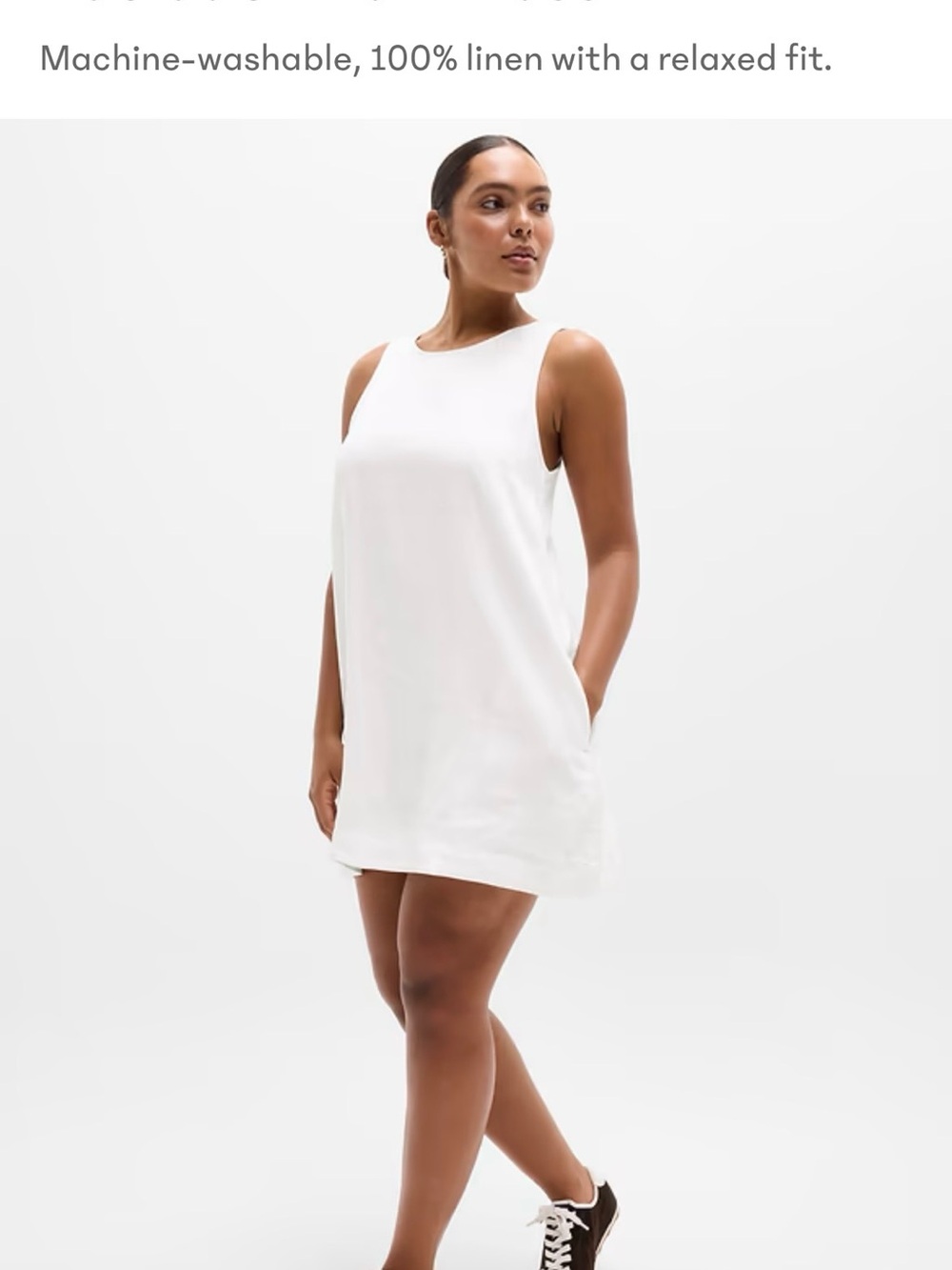 Athleta White Sleeveless Retreat Linen Dress NWT